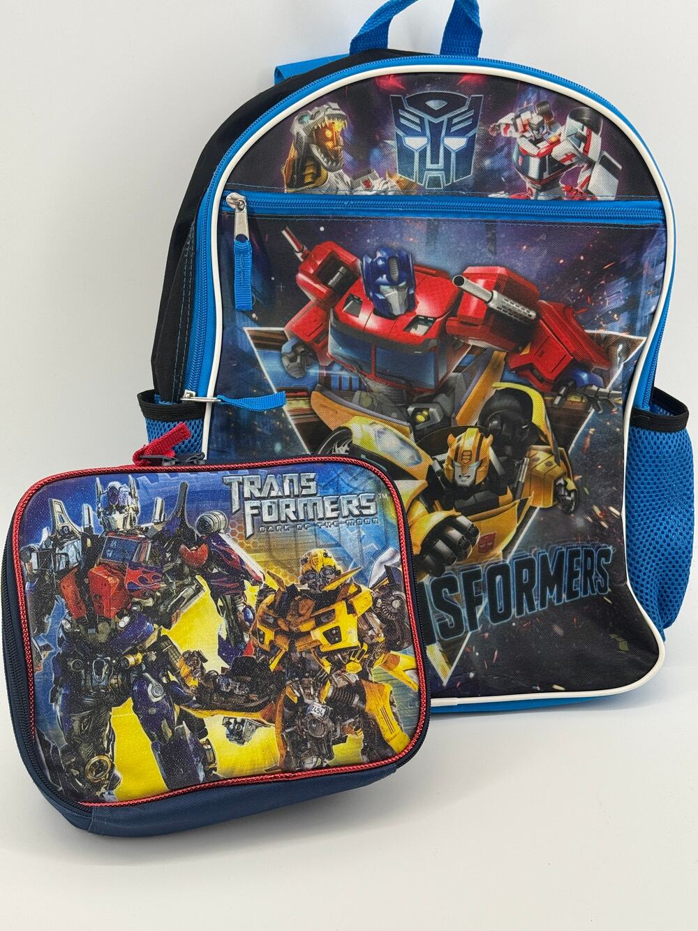Transformers Optimus Prime Bumblebee Backpack Lunch Box Lot Kids School Bag